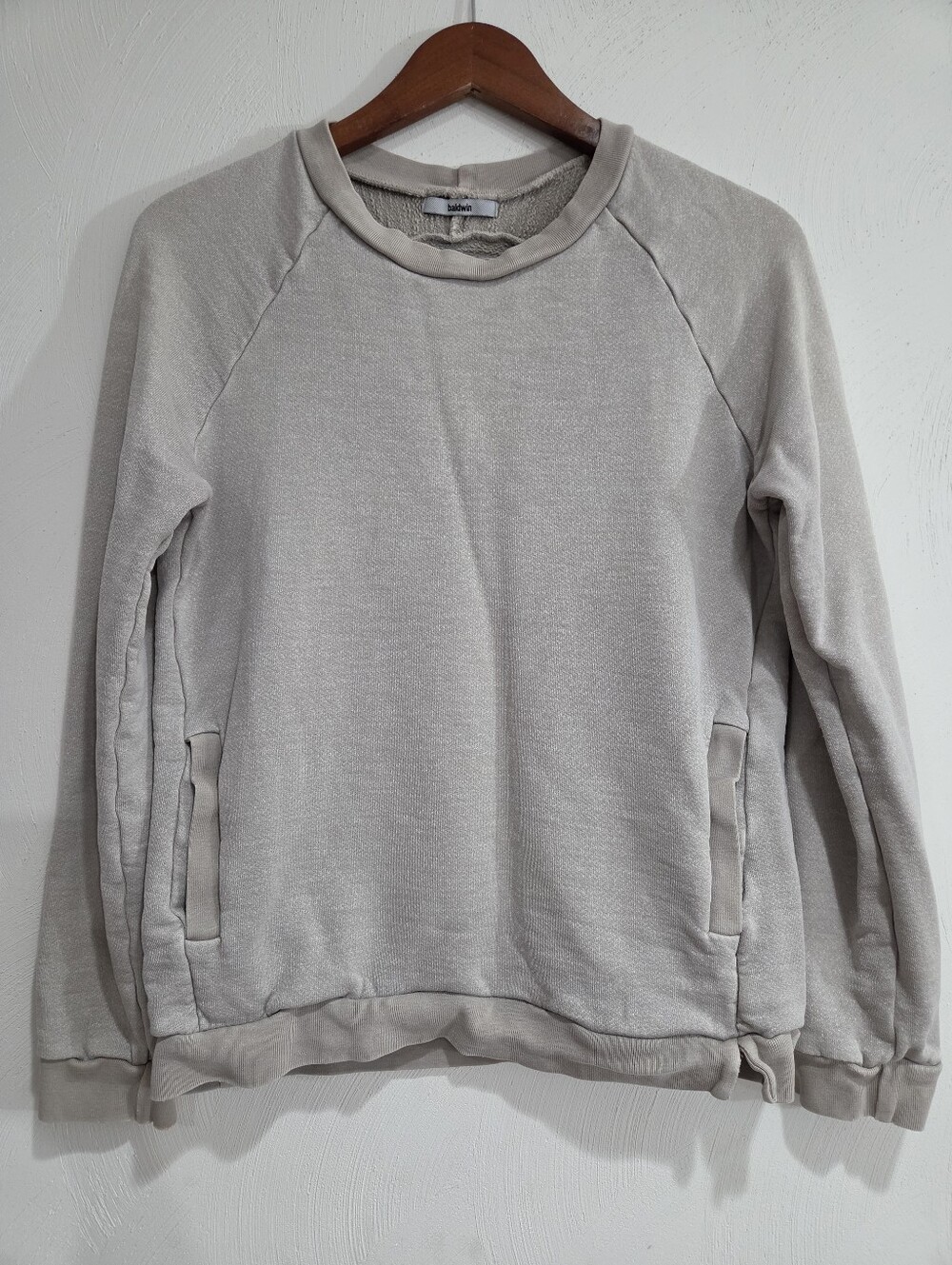 Baldwin Bldwn Oatmeal Crew Neck Sweatshirt Size Medium